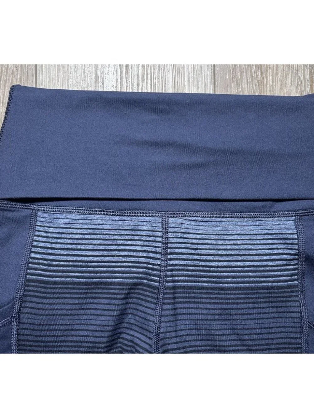 Offline By Aerie The Hugger Foldover Hi Rise Blue Striped Leggings - Size Small